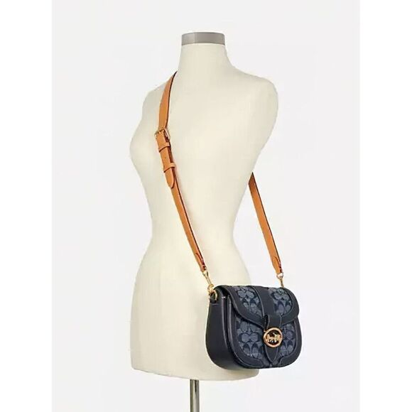 Coach Women's Georgie Saddle Bag In Signature Chambray Blue OS - Picture 12 of 14
